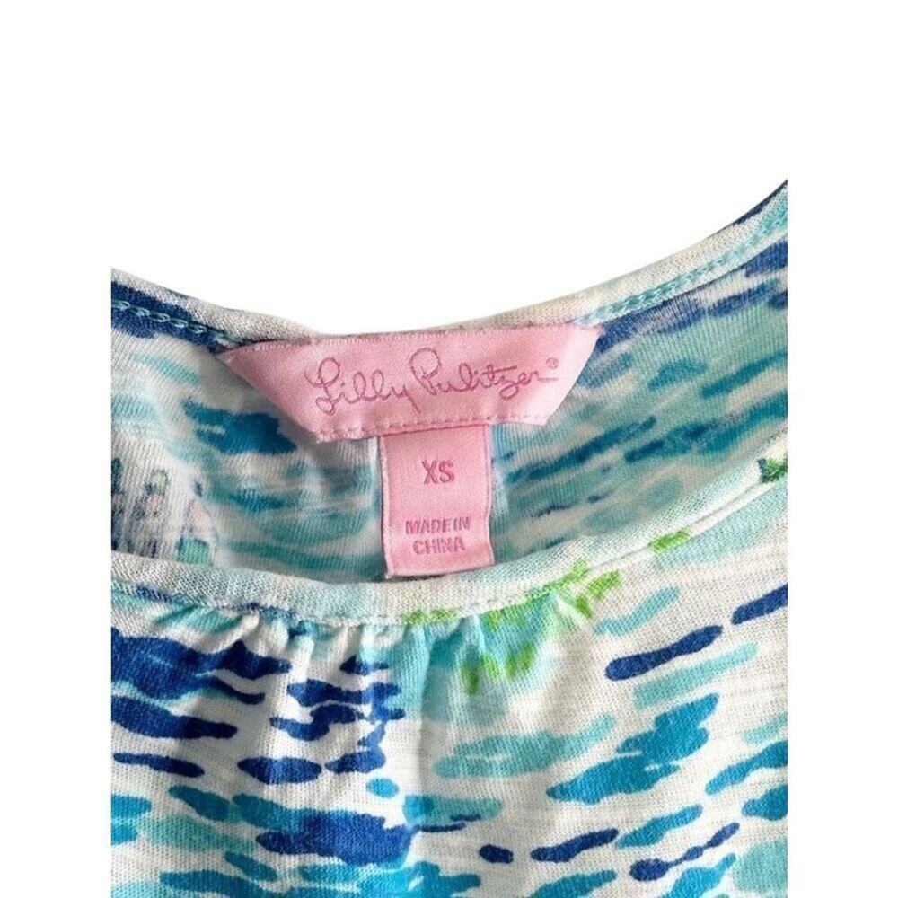 Lilly Pulitzer Dress Size XS Blue Sleeveless High Tide Toile Beach Print - Picture 7 of 8